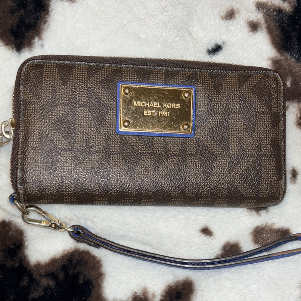 Michael Kors Brown and Gold Wristlet